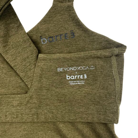 Beyond Yoga x Barre 3 Twist Through Cropped Tank Top Built In Bra Green Womens M - Picture 5 of 5